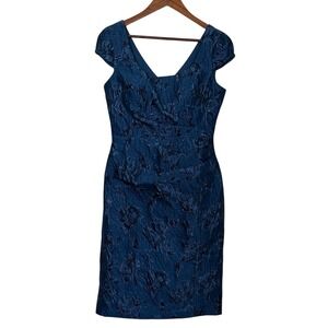 JS Collections Textured Cocktail Dress Lapis Blue Size 6